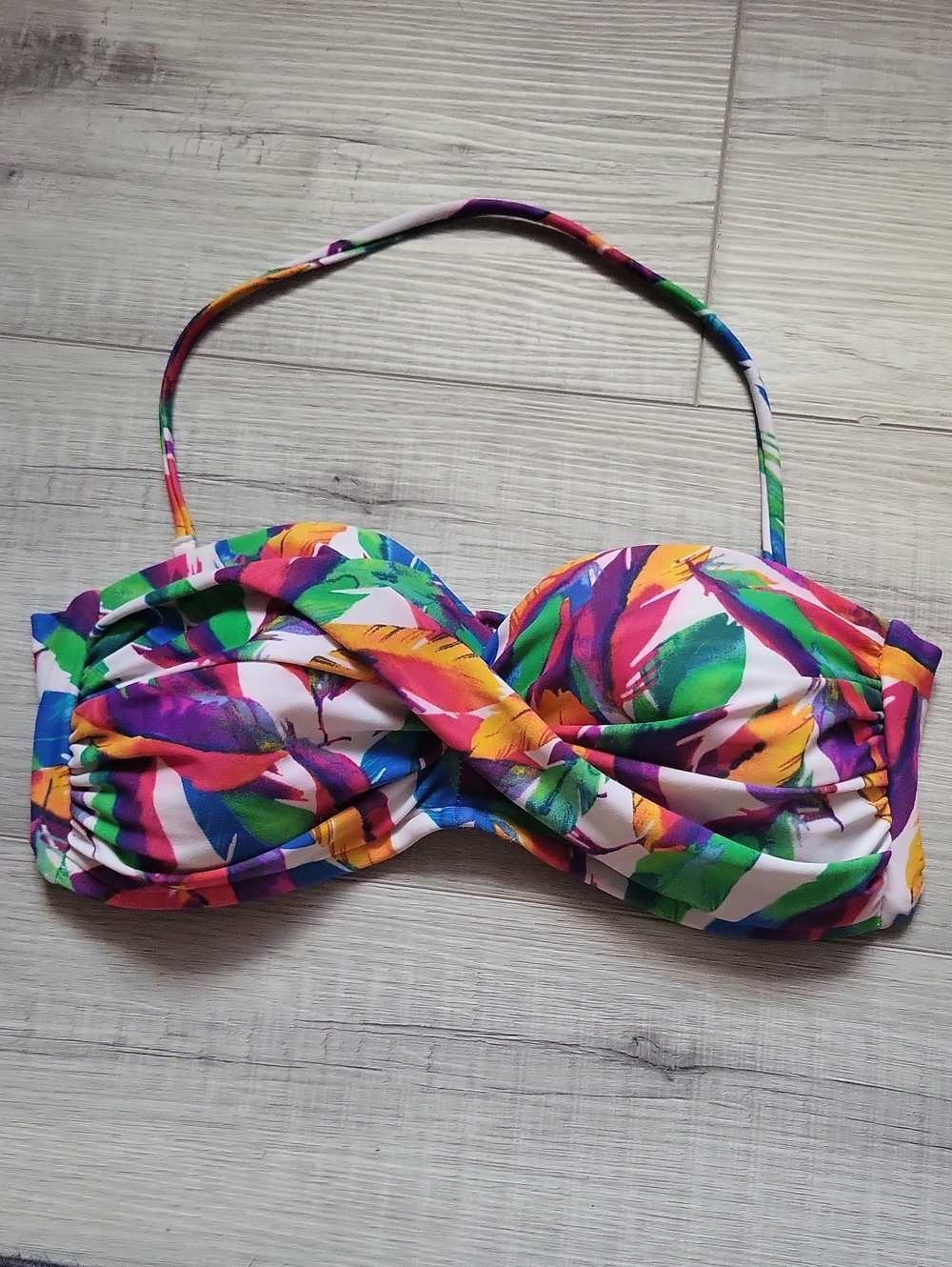 Allen B. Multicolor Floral Bandeau Swim Top With Removable Strap